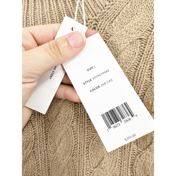 Vince Cable Knit Tan Wool Blend Crewneck Sweater Size Large NWT - Picture 4 of 6